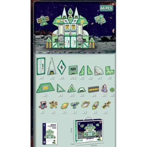 Забавен детски магнитен конструктор с 66 части Space trips