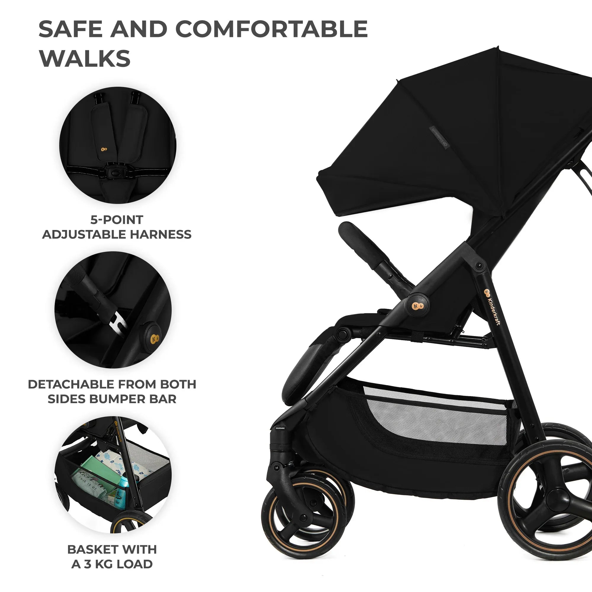 Kinderkraft TRIG 3 бебешка количка ONYX BLACK by KinderKraft