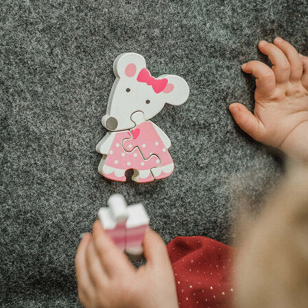 Дървен Пъзел - Розово Мишле by Orange Tree Toys
