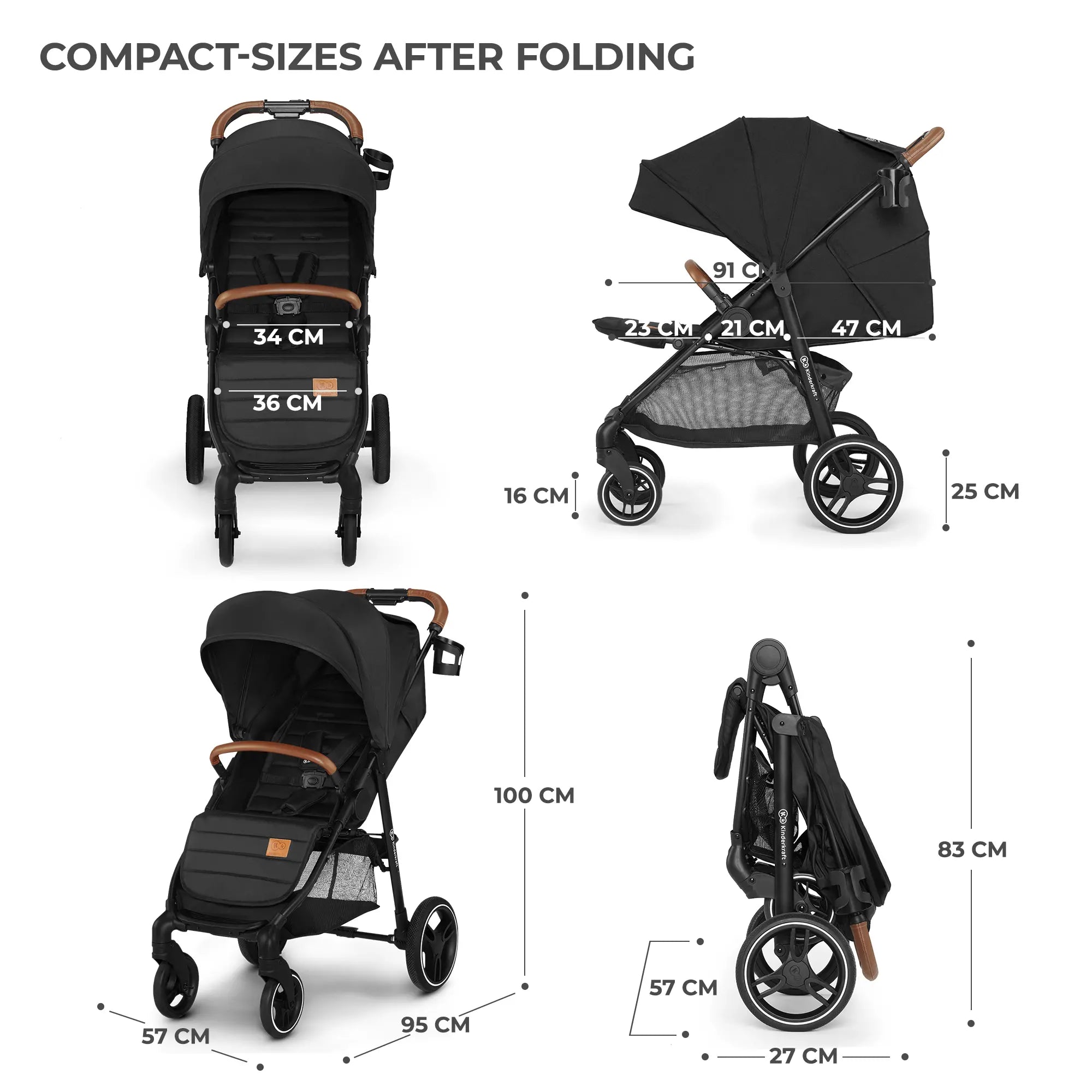Kinderkraft GRANDE PLUS бебешка количка BLACK by KinderKraft