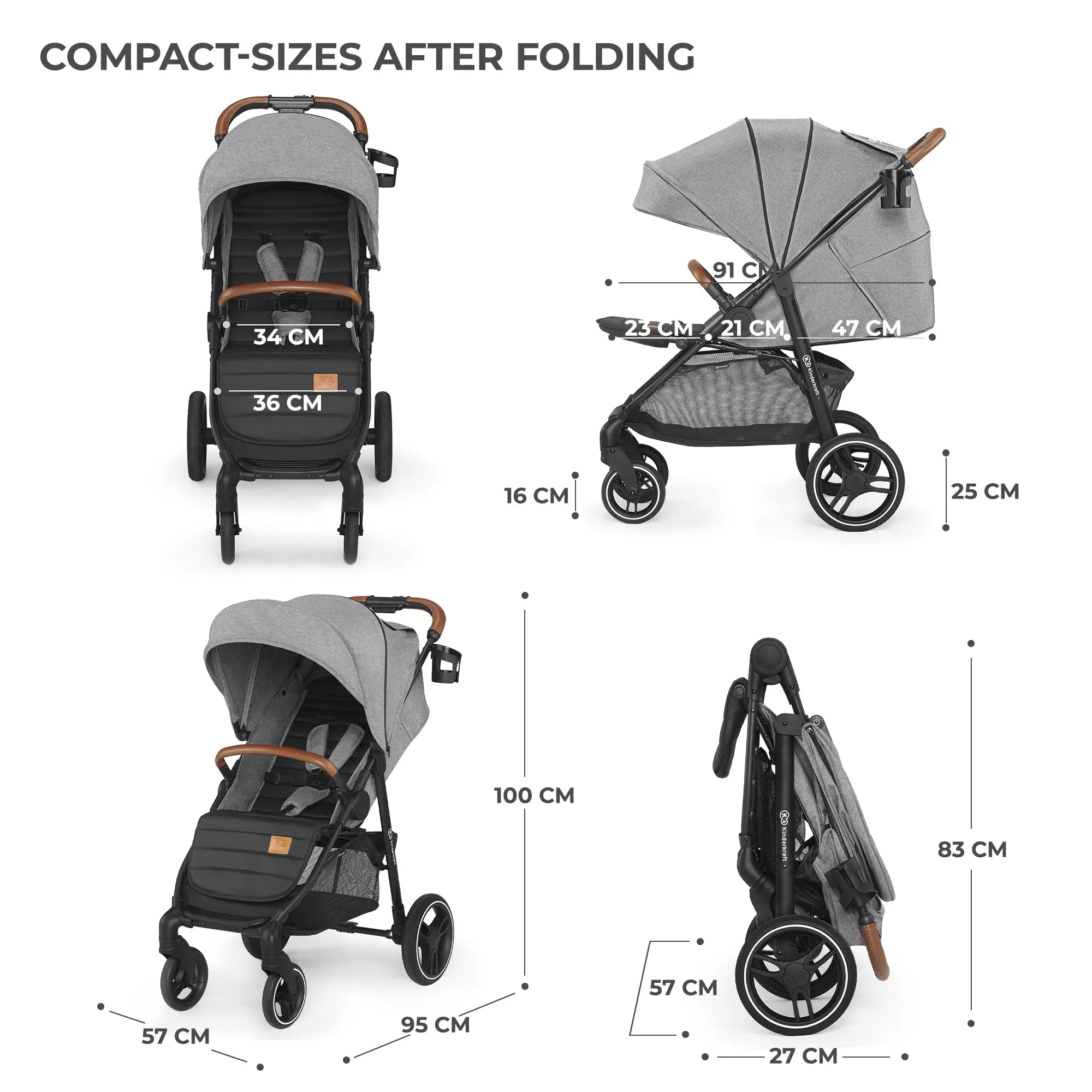 Kinderkraft GRANDE PLUS бебешка количка GREY by KinderKraft
