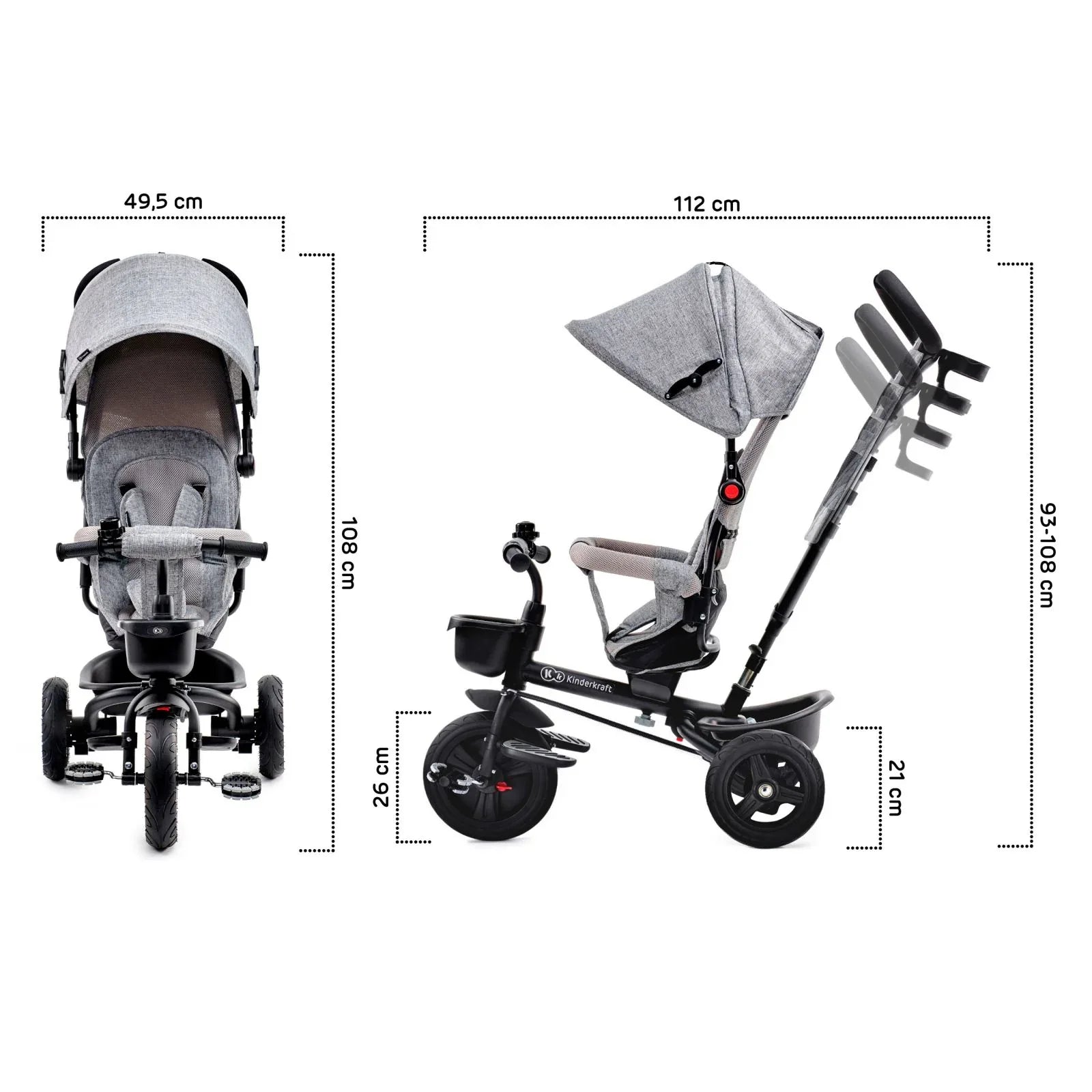 KinderKraft AVEO LIGHT GREY триколка KRAVEO00LGR0000 by KinderKraft