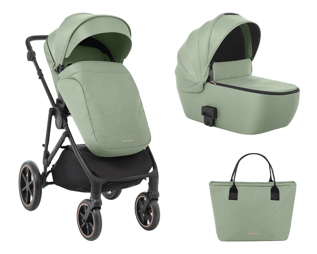 Комбинирана количка 2в1 с кош за новородено Thea Army Green 2024 by Kikkaboo