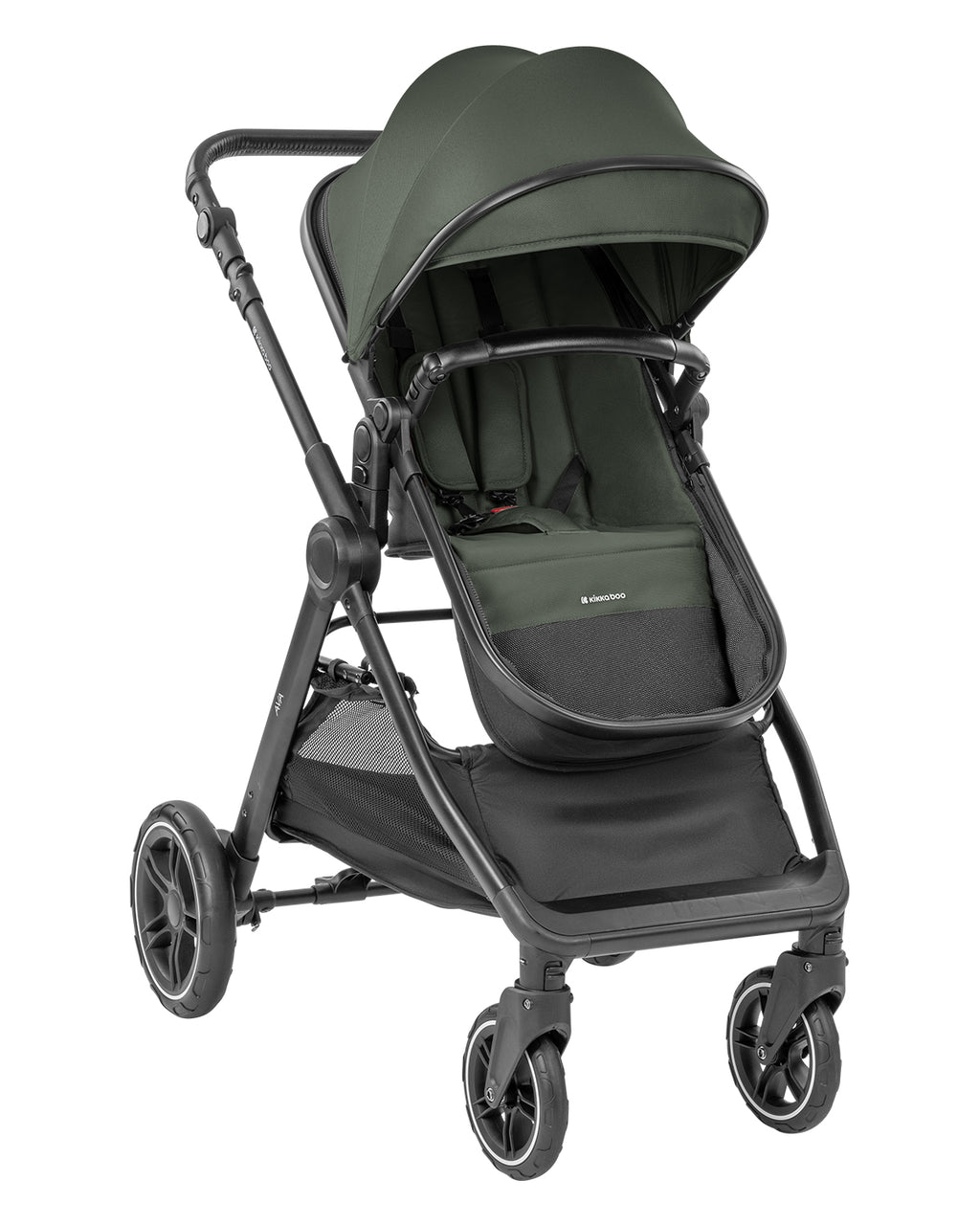 Комбинирана количка 3в1 с кош за новородено Ava Army Green by Kikkaboo