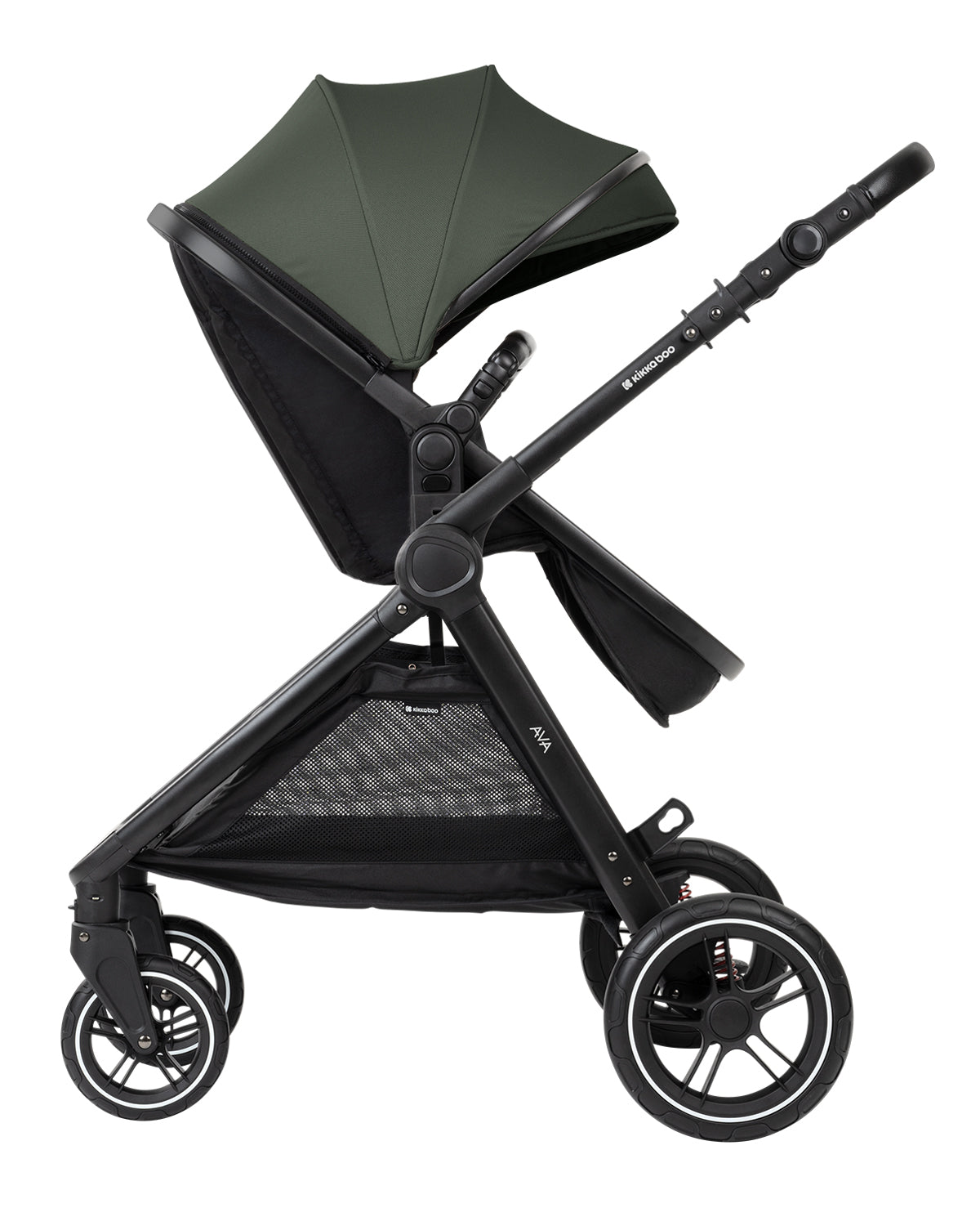 Комбинирана количка 3в1 с кош за новородено Ava Army Green by Kikkaboo