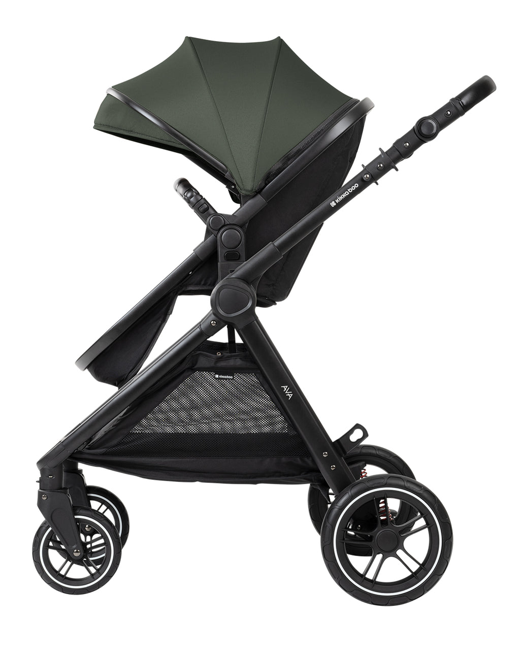 Комбинирана количка 3в1 с кош за новородено Ava Army Green by Kikkaboo