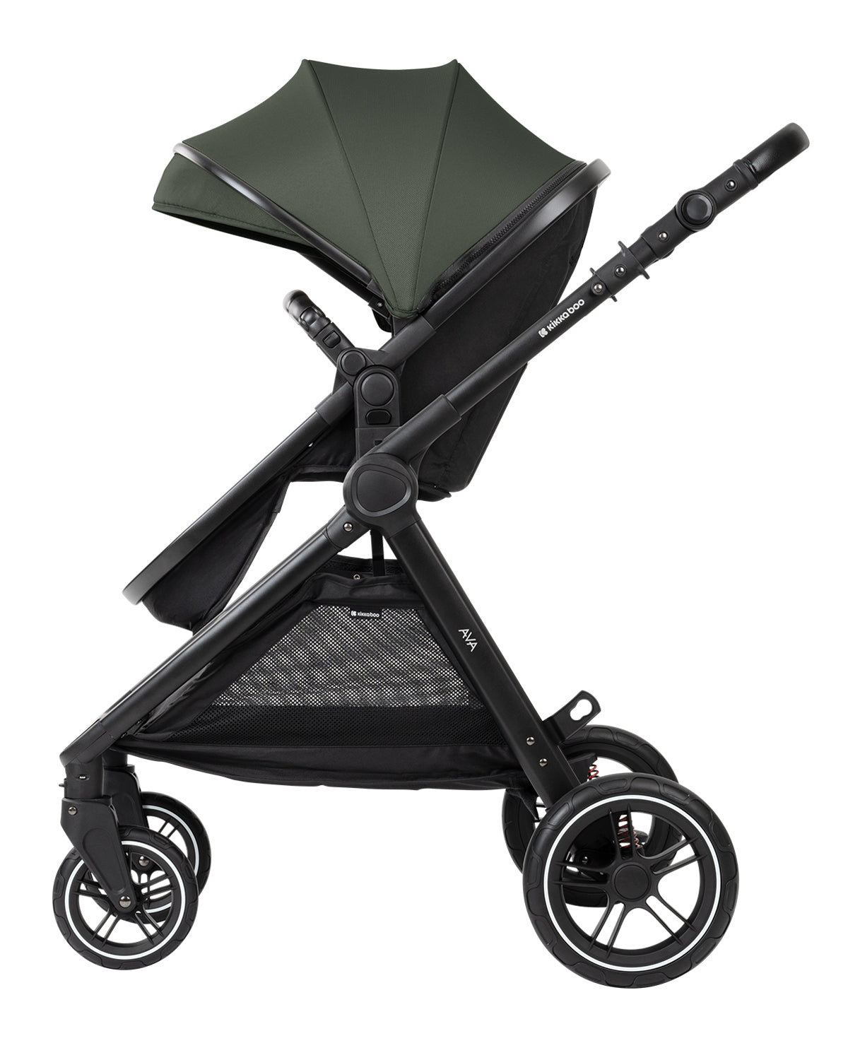 Комбинирана количка 3в1 с кош за новородено Ava Army Green by Kikkaboo