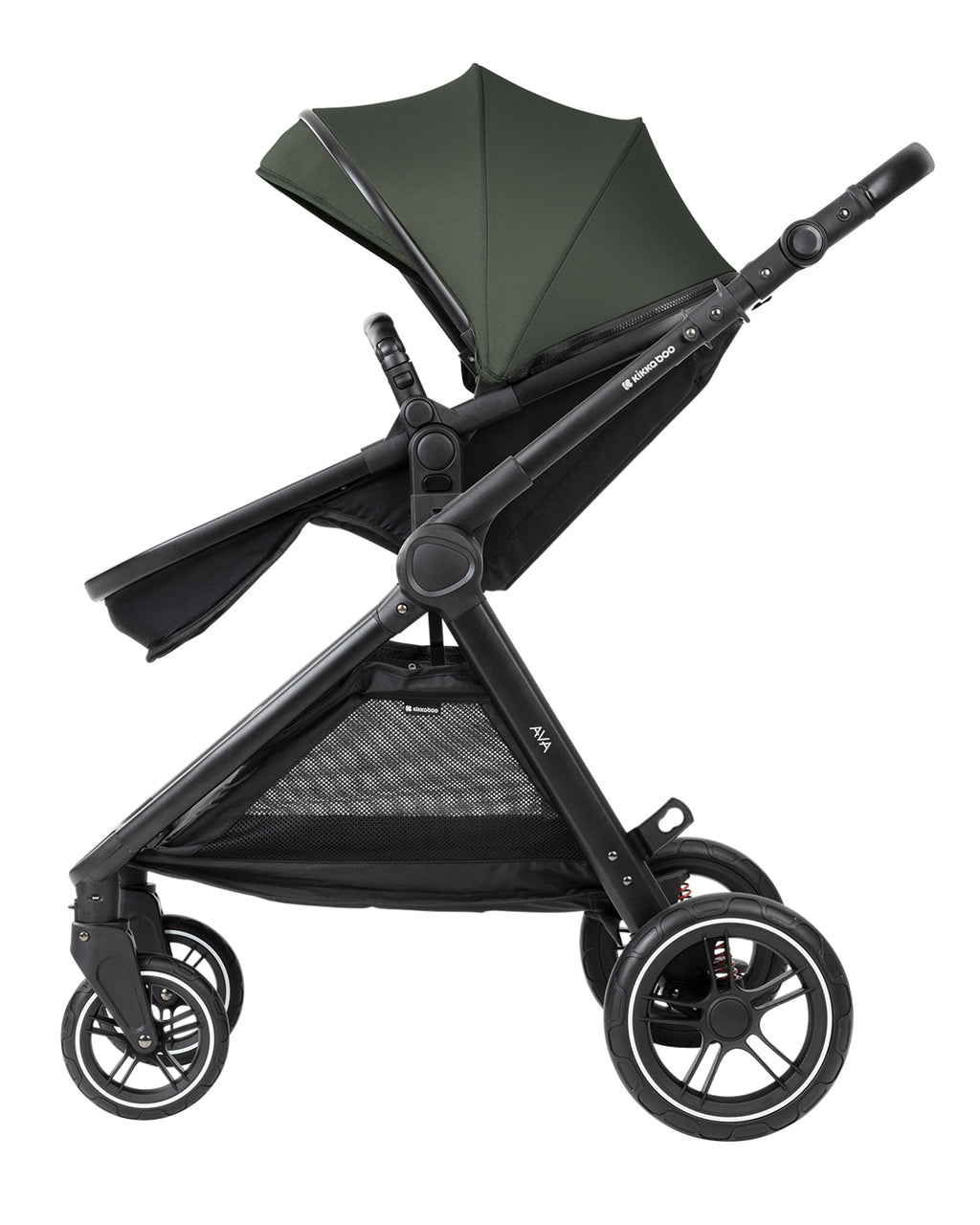 Комбинирана количка 3в1 с кош за новородено Ava Army Green by Kikkaboo