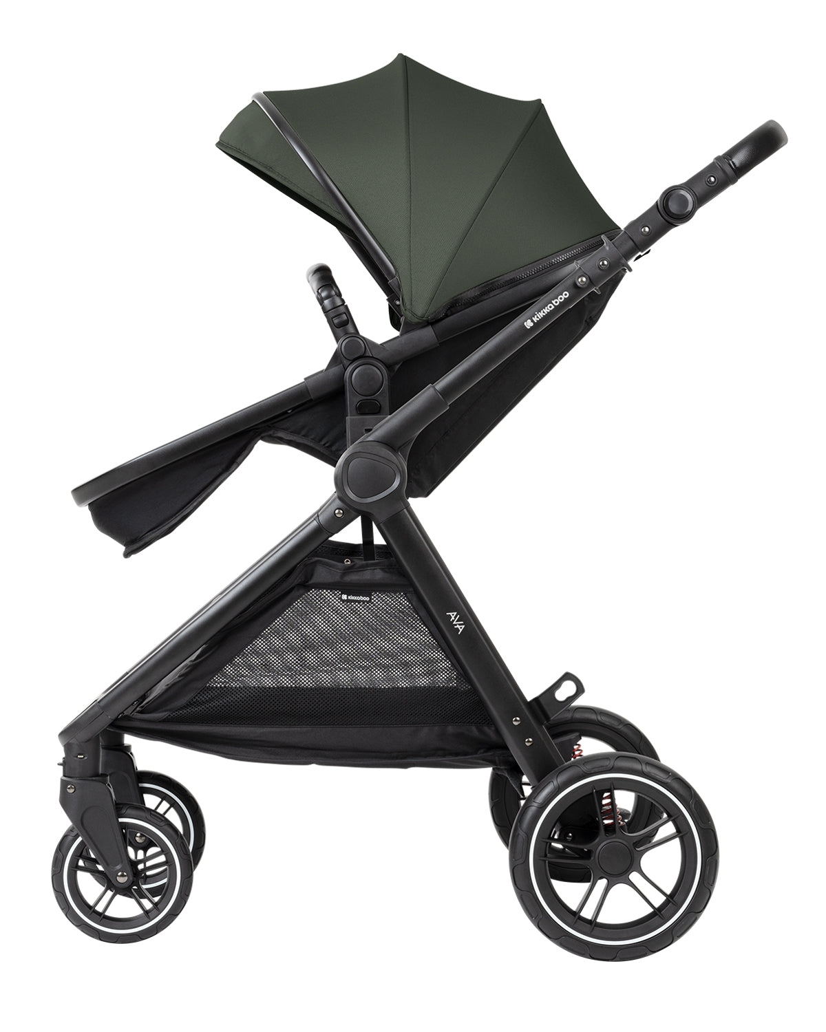 Комбинирана количка 3в1 с кош за новородено Ava Army Green by Kikkaboo