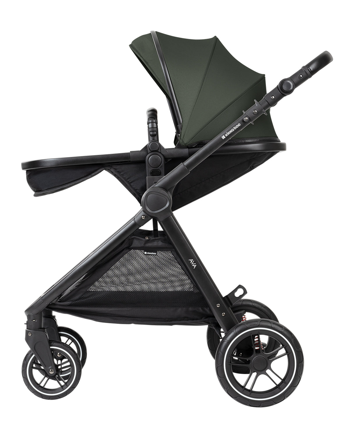 Комбинирана количка 3в1 с кош за новородено Ava Army Green by Kikkaboo