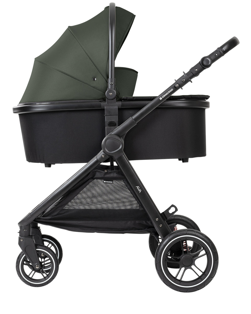 Комбинирана количка 3в1 с кош за новородено Ava Army Green by Kikkaboo