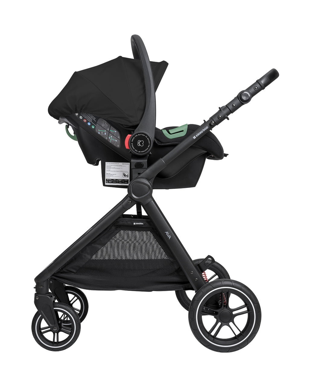 Комбинирана количка 3в1 с кош за новородено Ava Black by Kikkaboo