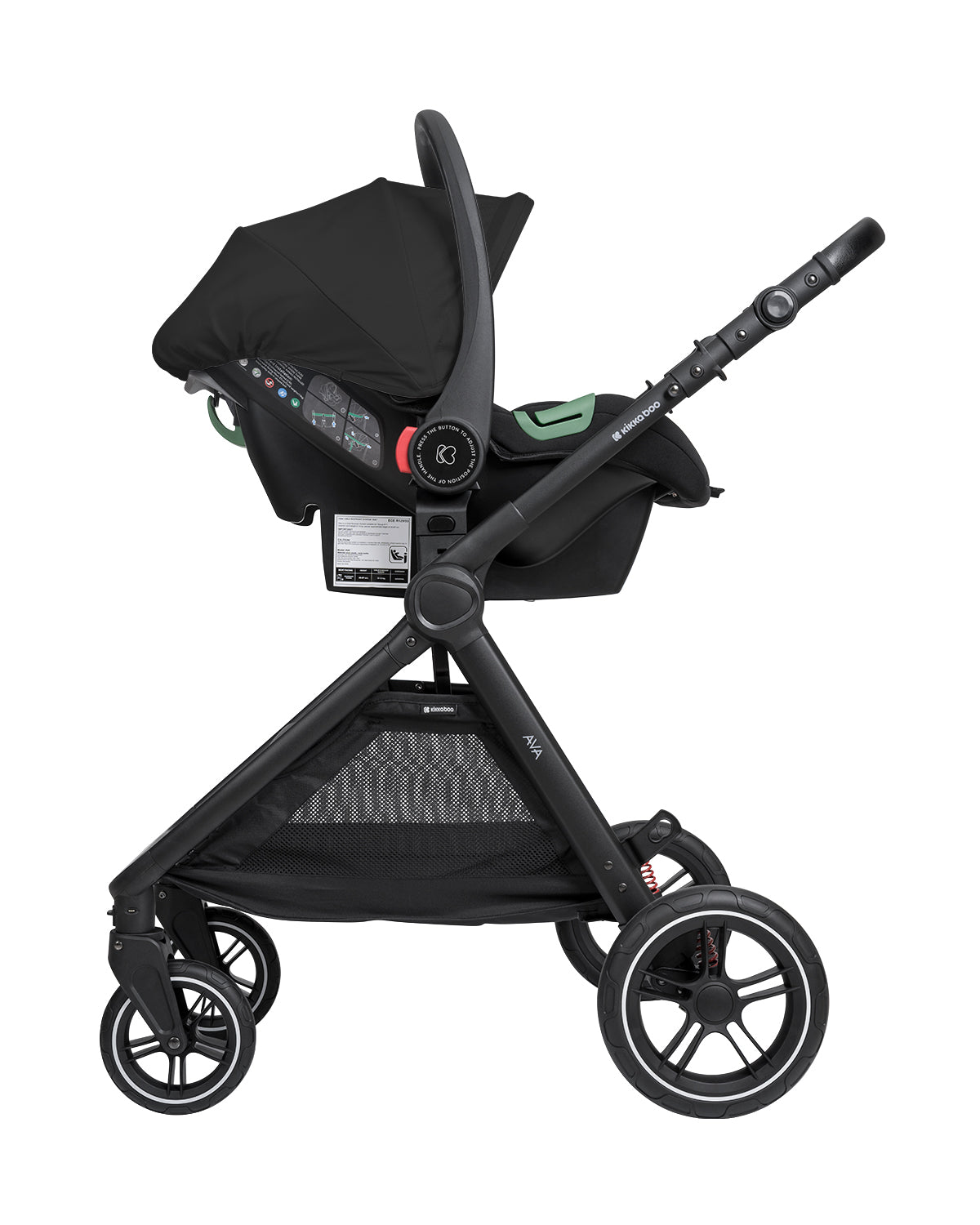 Комбинирана количка 3в1 с кош за новородено Ava Black by Kikkaboo