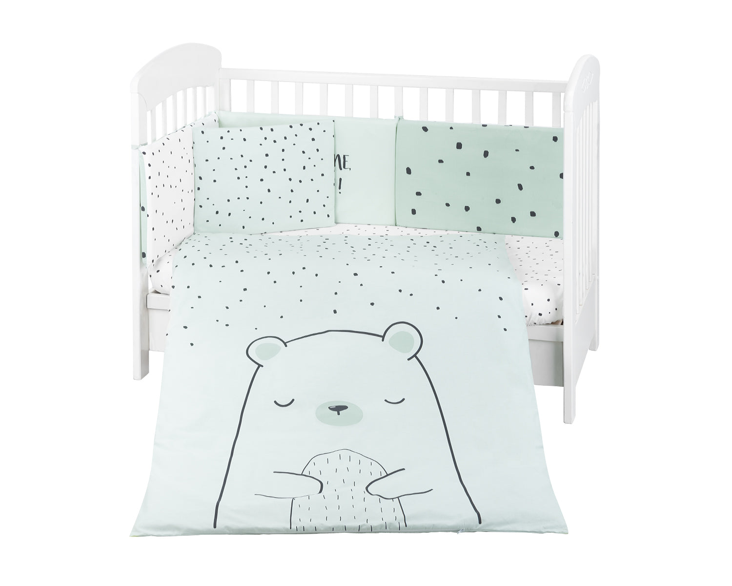 Бебешки спален комплект 6 части 70/140 Bear with me Mint by Kikkaboo