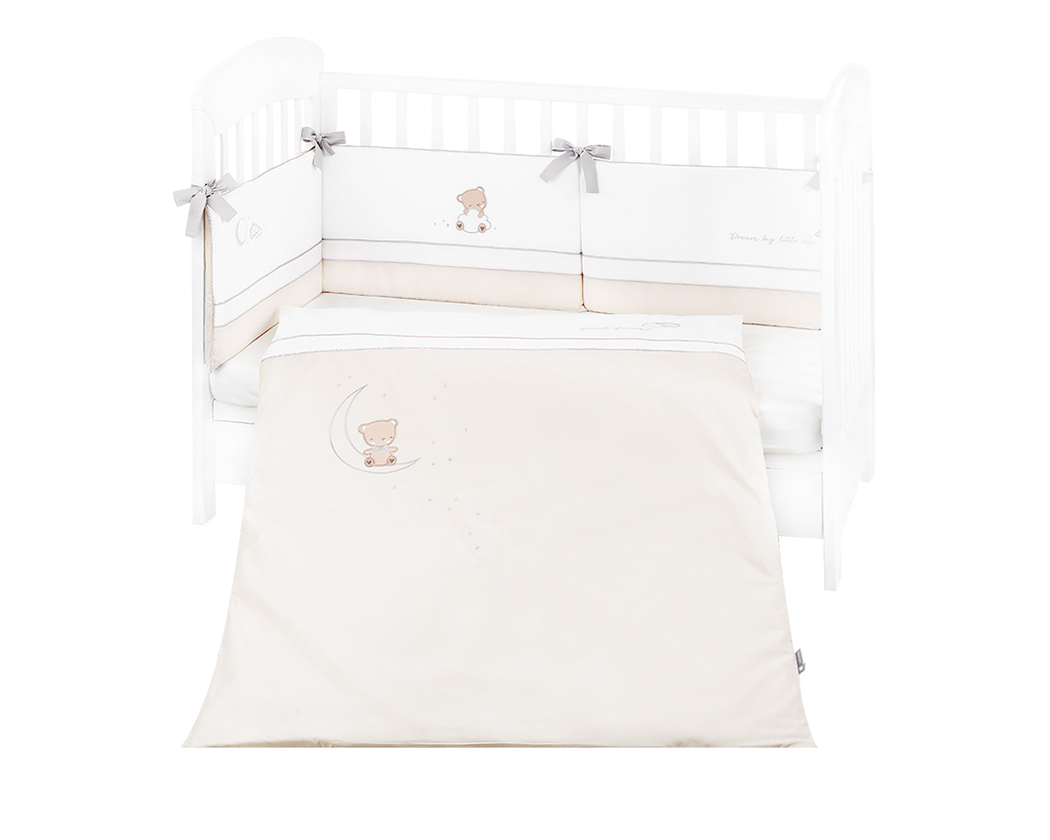 Бебешки спален комплект с бродерия 2 части EU style 70/140 Dream Big Beige by Kikkaboo