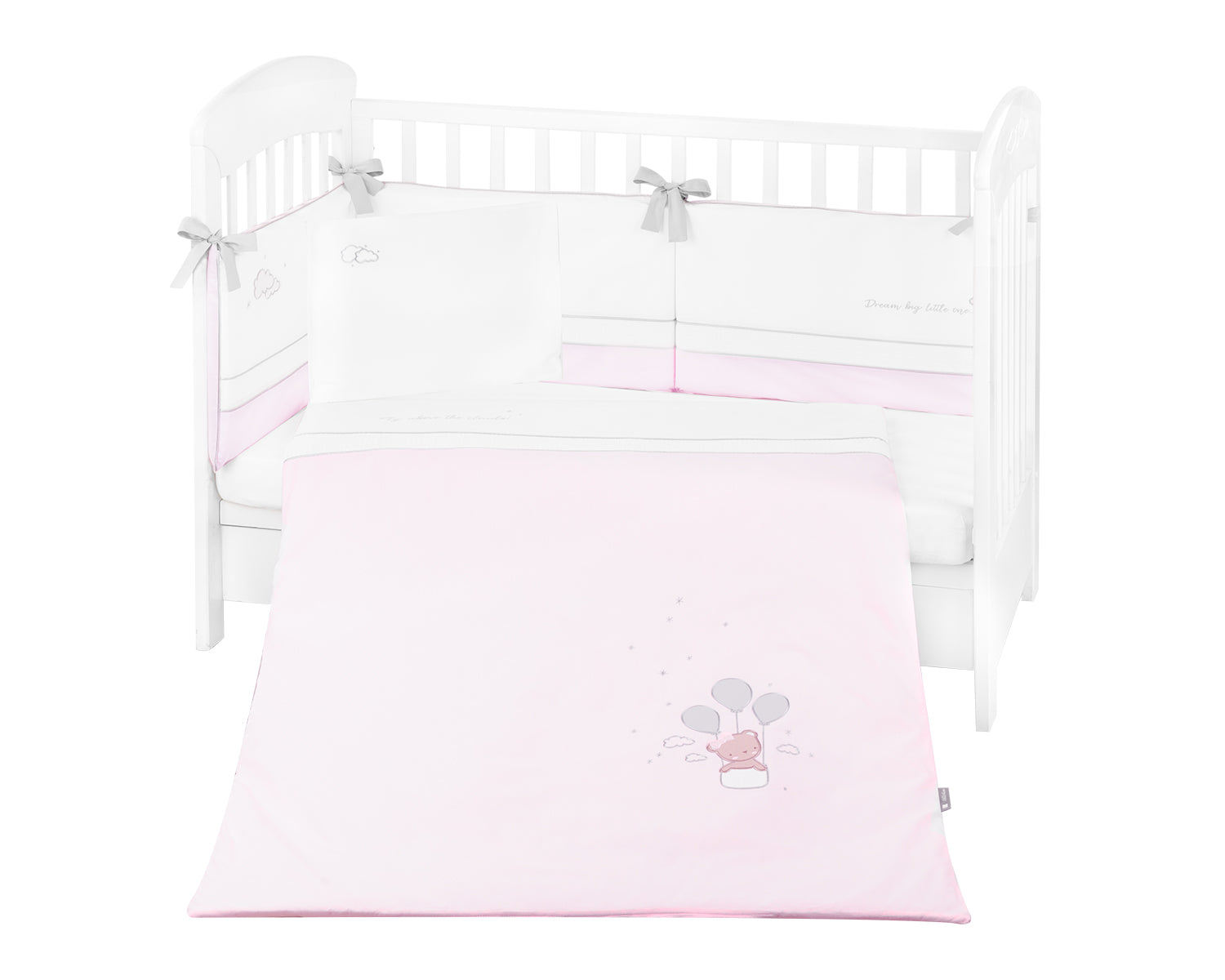 Бебешки спален комплект с бродерия 6 части 70/140 Dream Big Pink by Kikkaboo