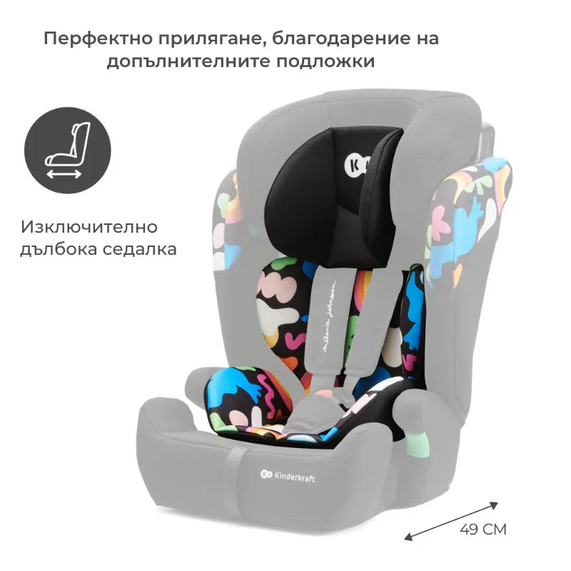 Kinderkraft столче за кола COMFORT UP i-Size HAPPY SHAPES by KinderKraft