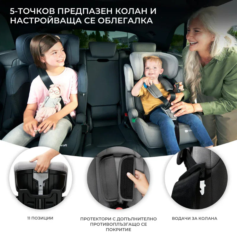 Kinderkraft столче за кола COMFORT UP i-Size HAPPY SHAPES by KinderKraft