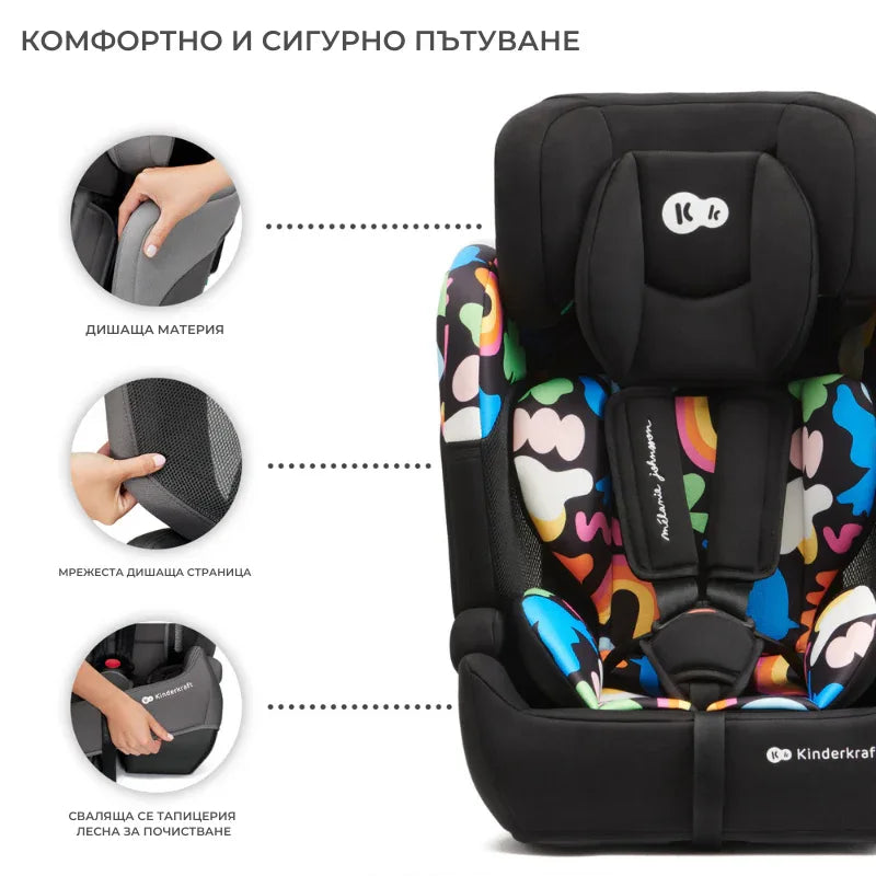 Kinderkraft столче за кола COMFORT UP i-Size HAPPY SHAPES by KinderKraft