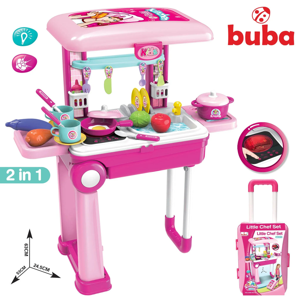 Детска кухня Buba Little Chef 008-921A, Куфар, Розова by Buba