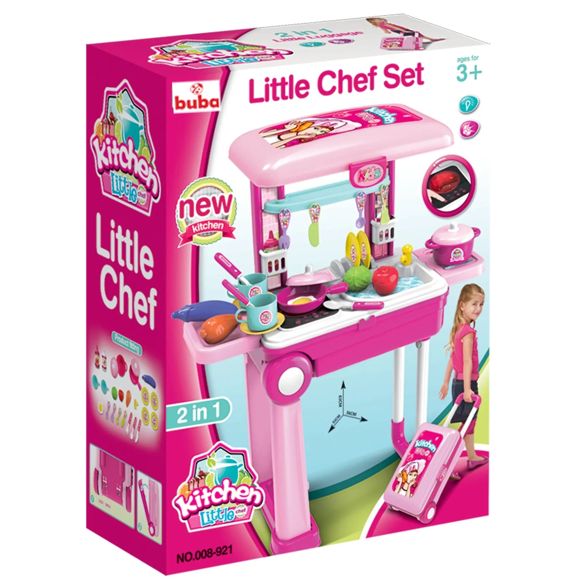 Детска кухня Buba Little Chef 008-921A, Куфар, Розова by Buba