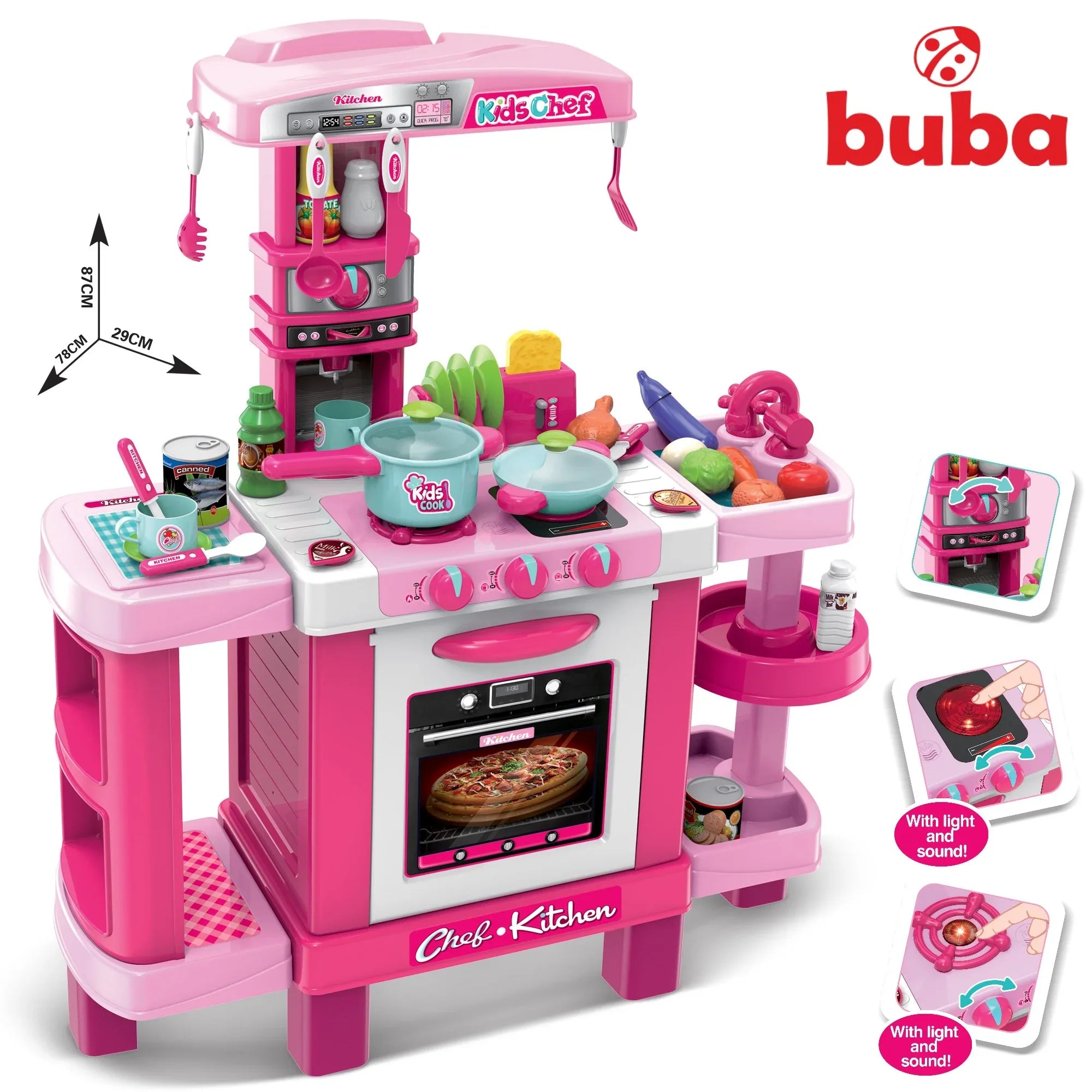 Детска кухня с реакция при докосване Buba 008-938, Розова by Buba