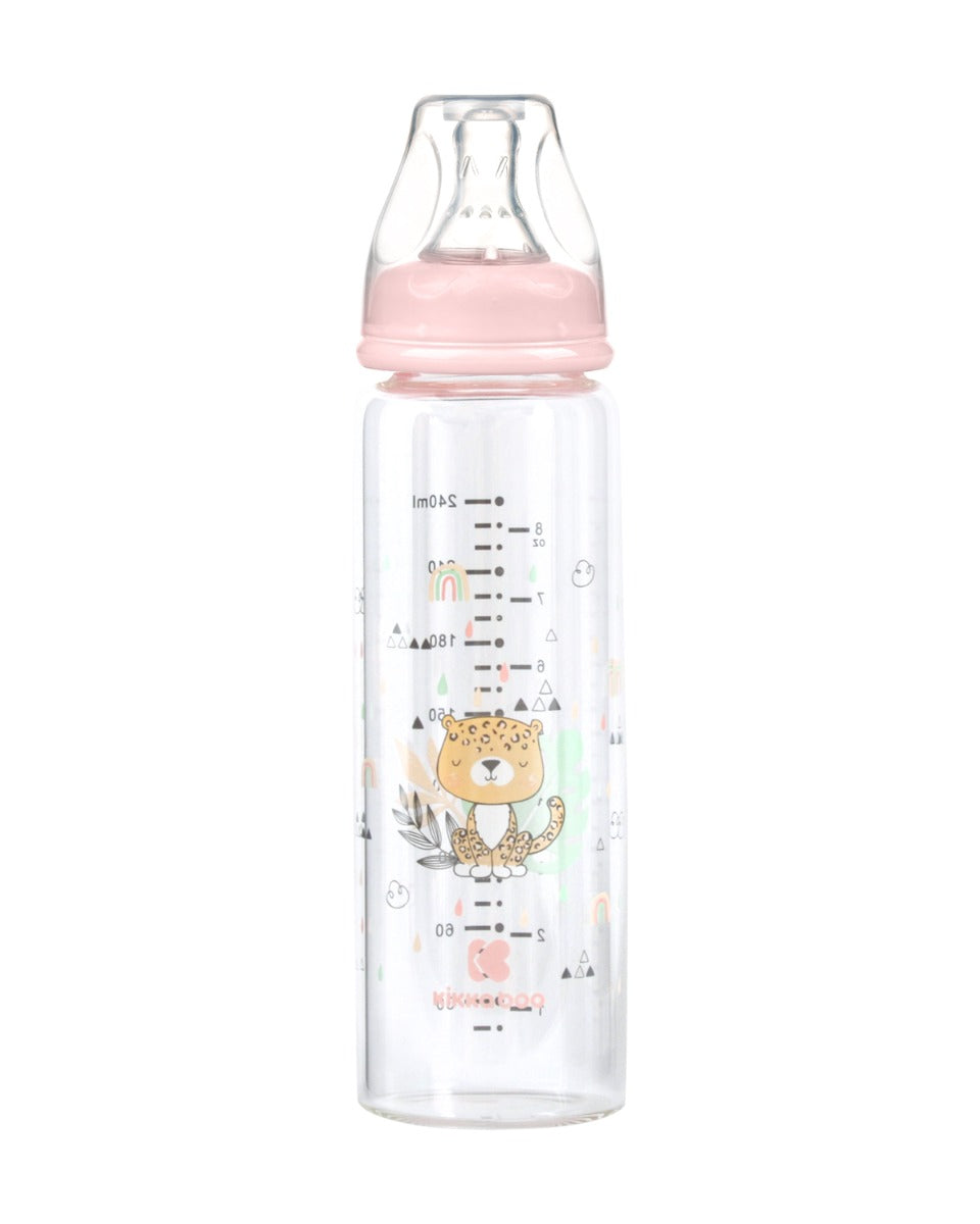 Шише стъклено 240мл Savanna Pink by Kikkaboo
