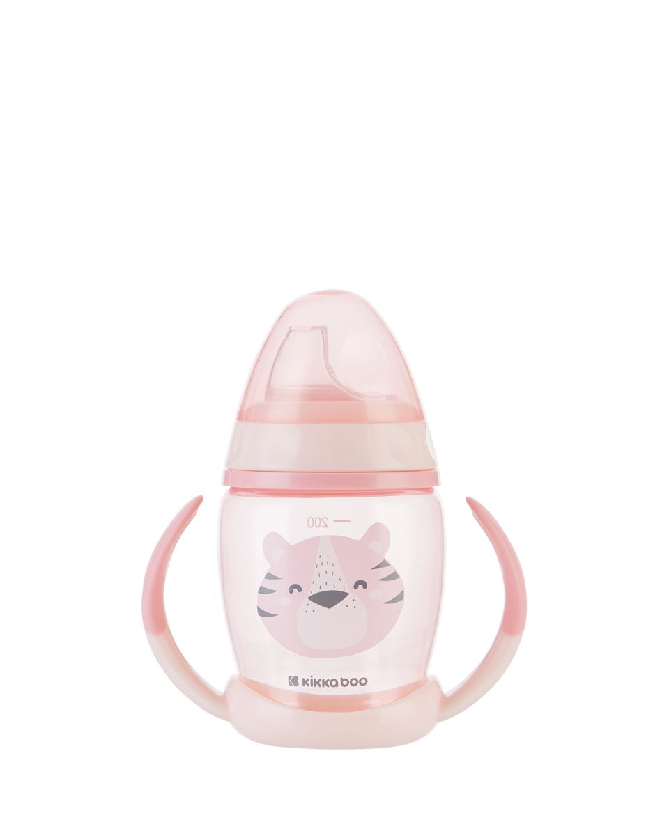 Чаша със силиконов накрайник 200мл Happy face Pink by Kikkaboo