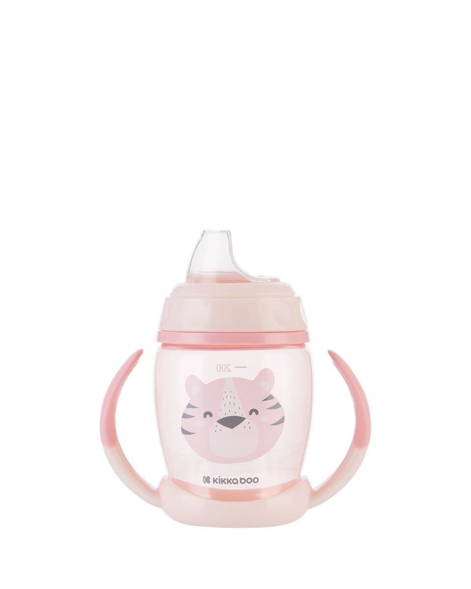 Чаша със силиконов накрайник 200мл Happy face Pink by Kikkaboo