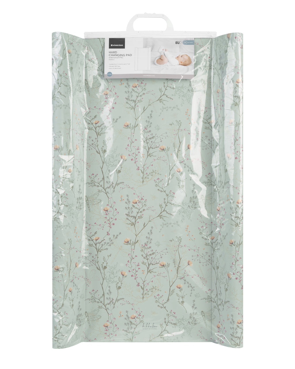 Твърда PVC подложка за повиване 50х80см Secret Garden Green by Kikkaboo