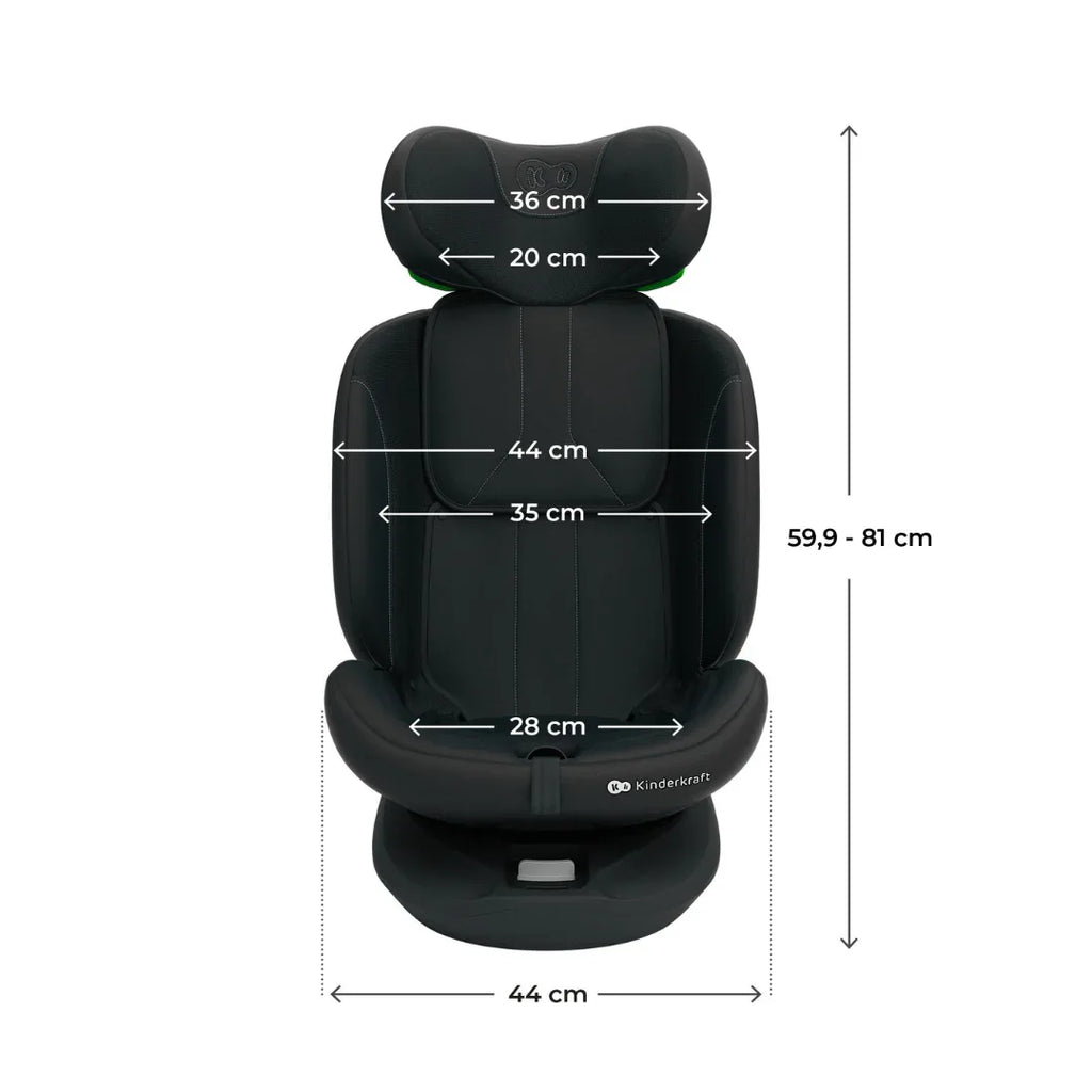 Kinderkraft I-Grow 2 PLUS столче за кола 40-150 cm BLACK by KinderKraft