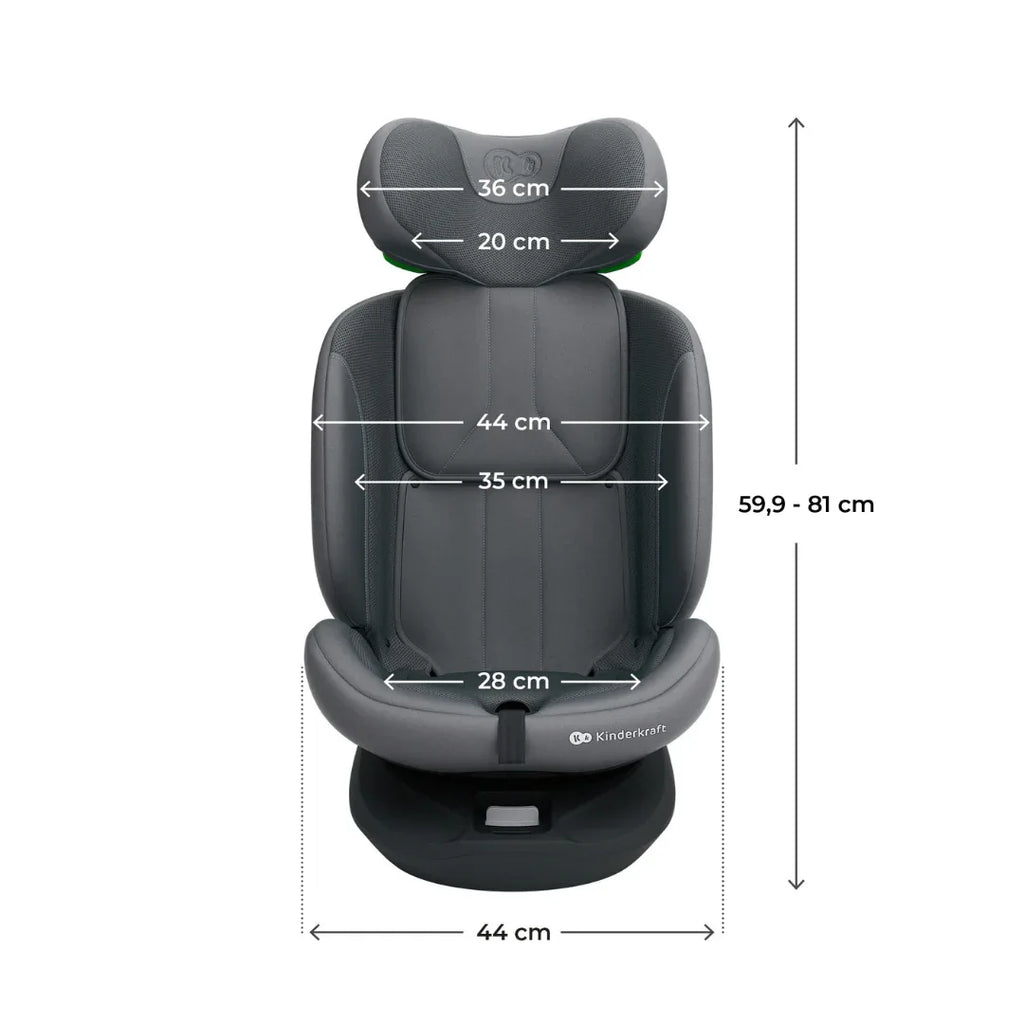 Kinderkraft I-Grow 2 PLUS столче за кола 40-150 cm GREY by KinderKraft