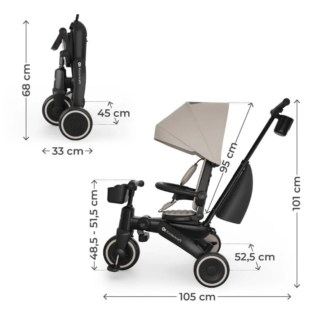 KinderKraft JAZZ 3 сгъваема триколка БЕЖОВА by KinderKraft