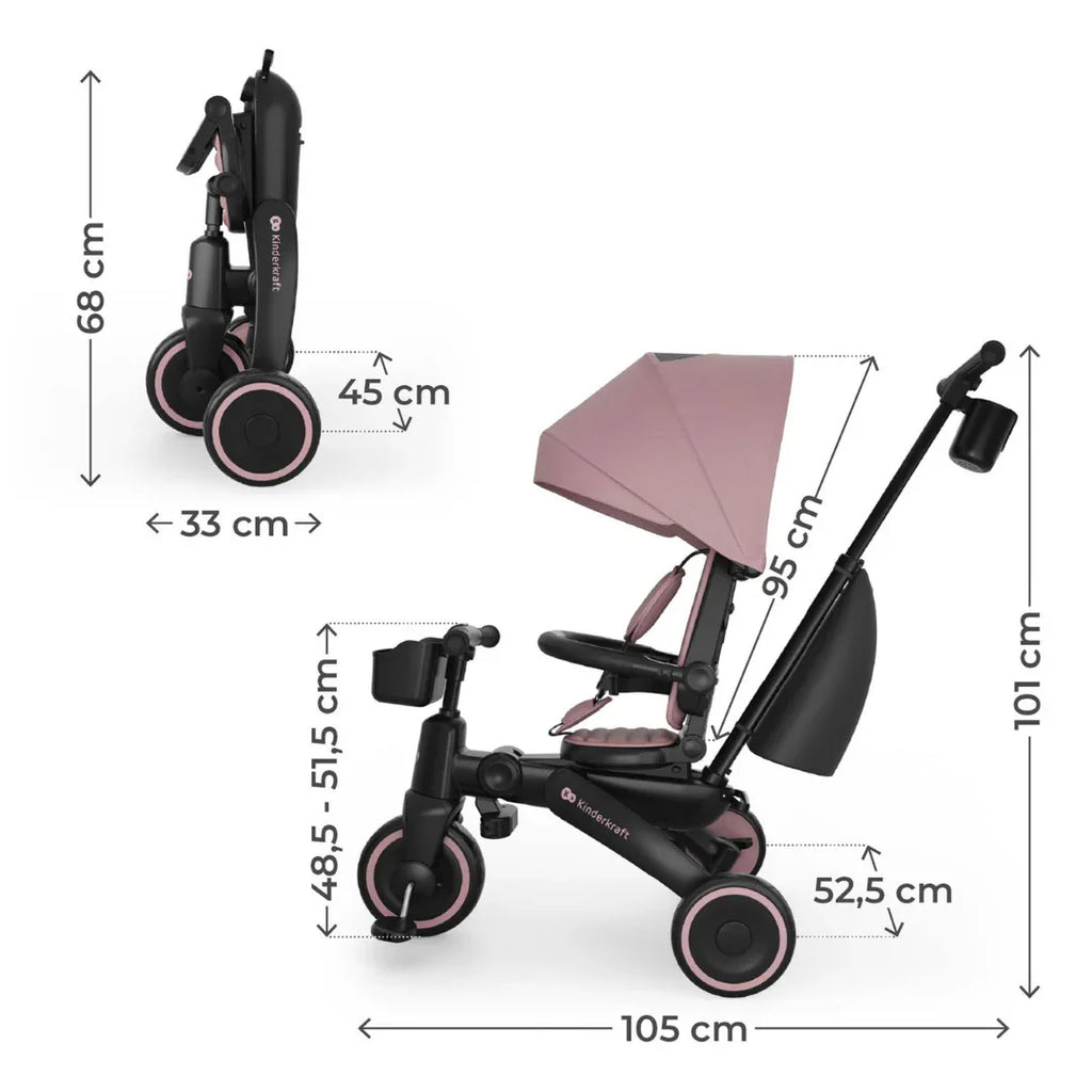 KinderKraft JAZZ 3 сгъваема триколка РОЗОВА by KinderKraft