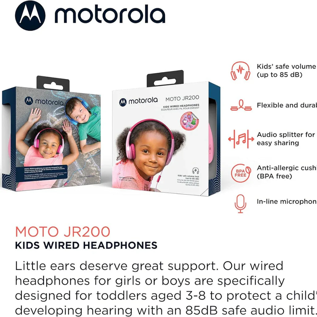 Motorola детски слушалки с кабел MOTO JR200 PINK by Motorola