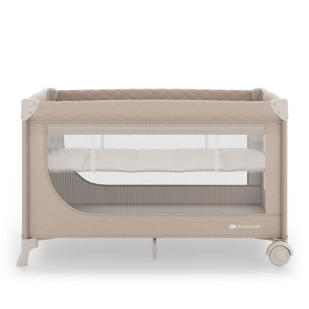 Kinderkraft LEODY UP сгъваема бебешка кошара с аксесоари BEIGE by KinderKraft