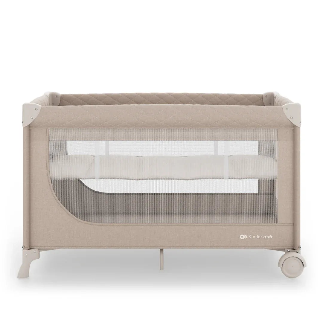 Kinderkraft LEODY UP сгъваема бебешка кошара с аксесоари BEIGE by KinderKraft