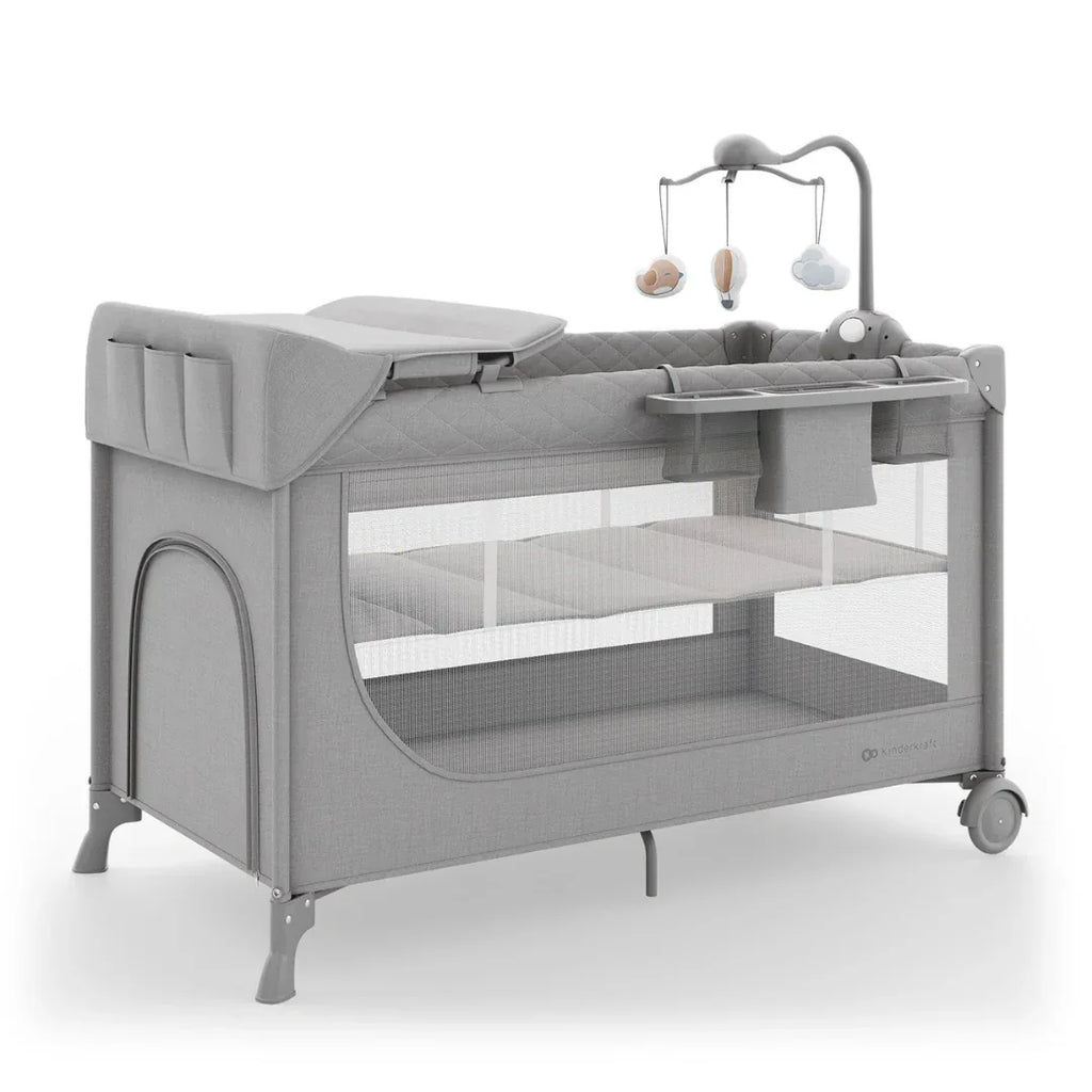Kinderkraft LEODY UP сгъваема бебешка кошара с аксесоари GREY by KinderKraft