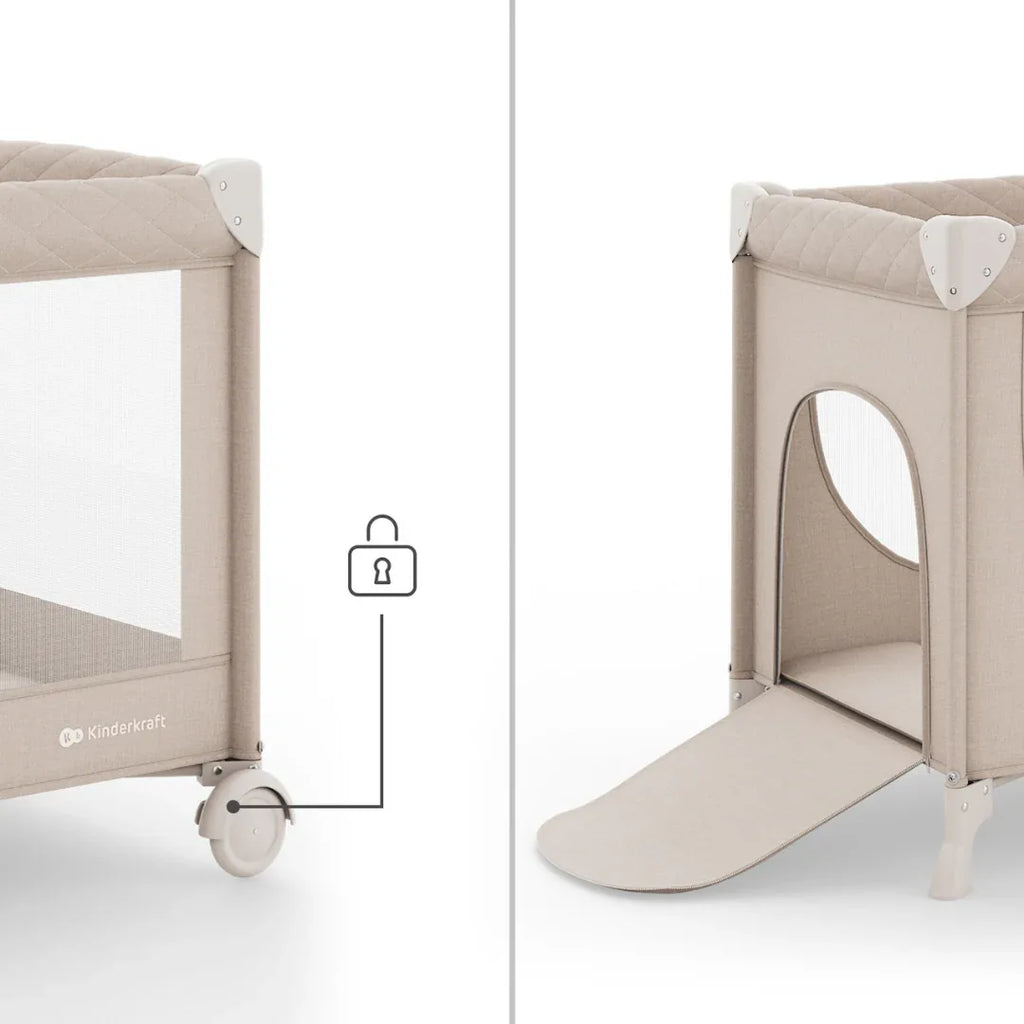 Kinderkraft LEODY UP сгъваема бебешка кошара BEIGE by KinderKraft