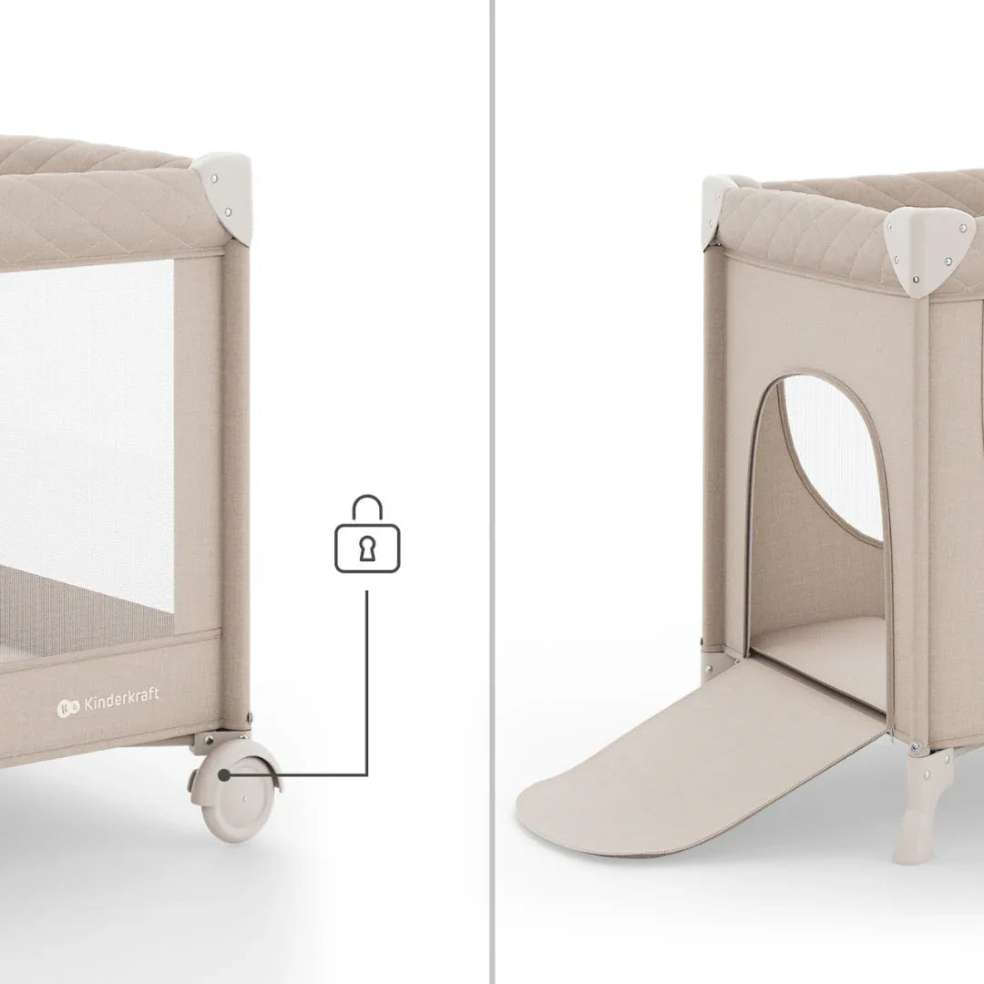 Kinderkraft LEODY UP сгъваема бебешка кошара BEIGE by KinderKraft