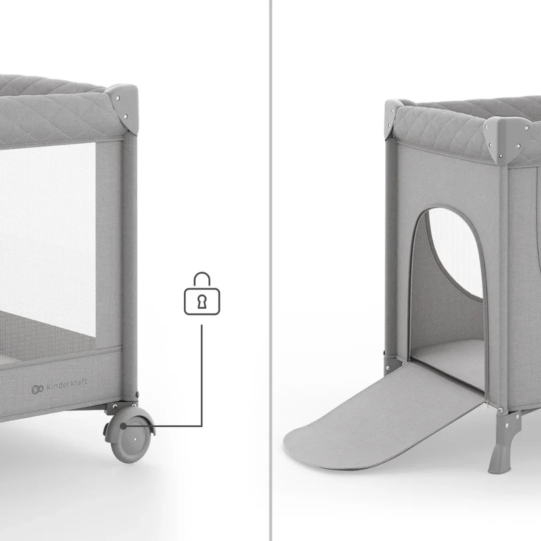 Kinderkraft LEODY UP сгъваема бебешка кошара GREY by KinderKraft