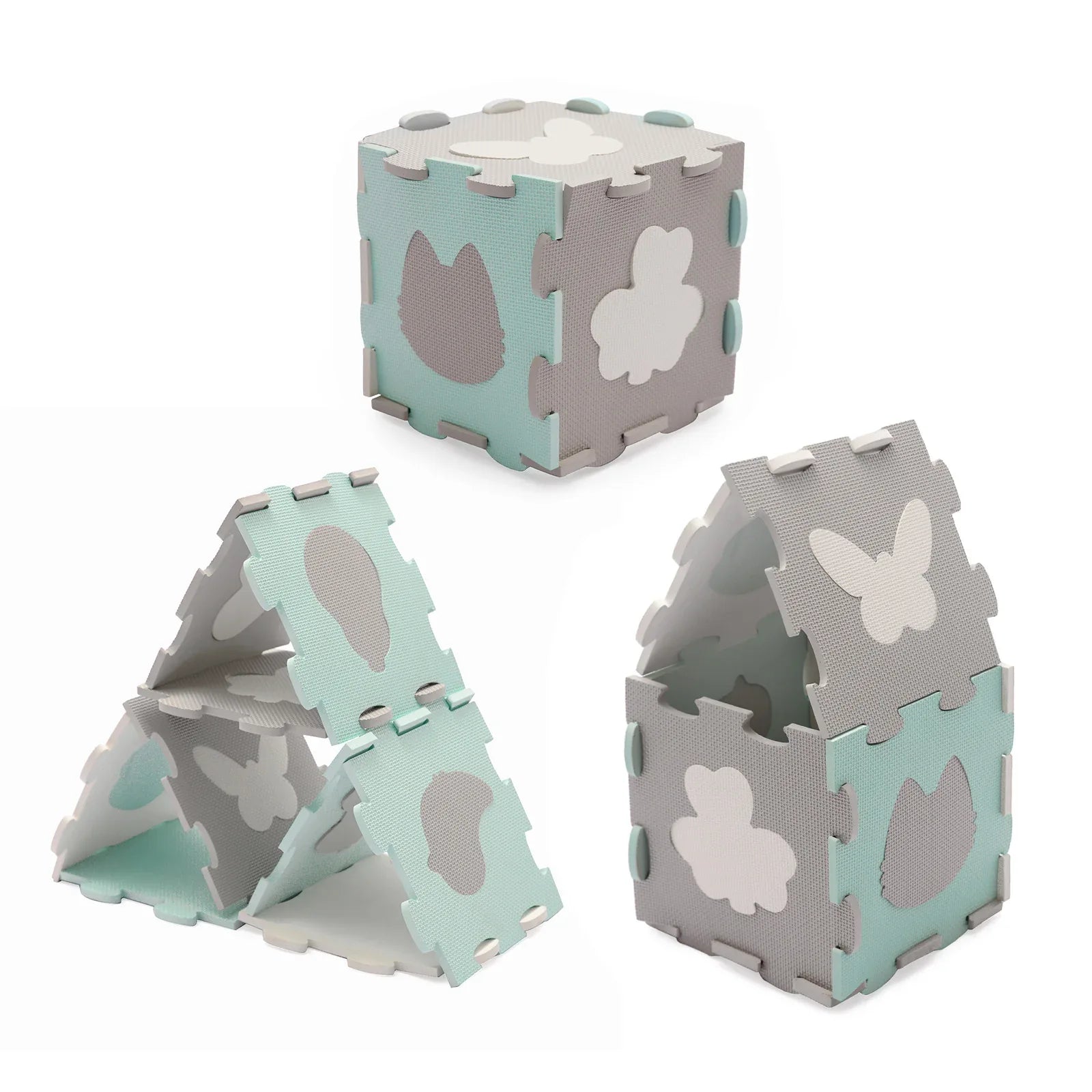 KinderKraft LUNO SHAPES мек пъзел мента KPLUSHMIN by KinderKraft