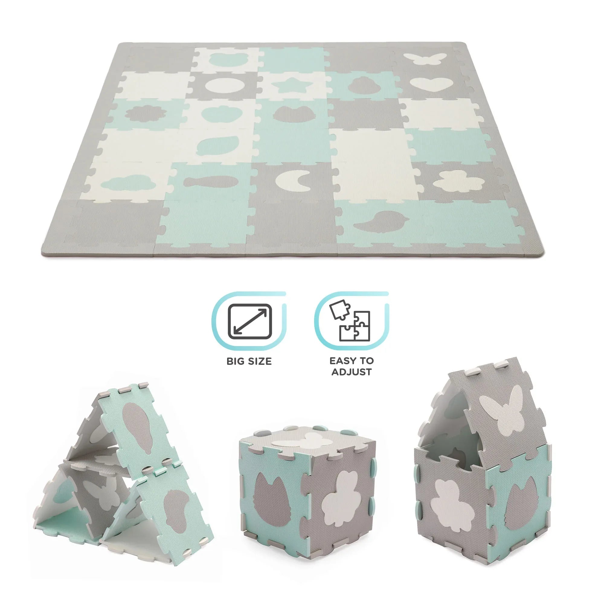 KinderKraft LUNO SHAPES мек пъзел мента KPLUSHMIN by KinderKraft