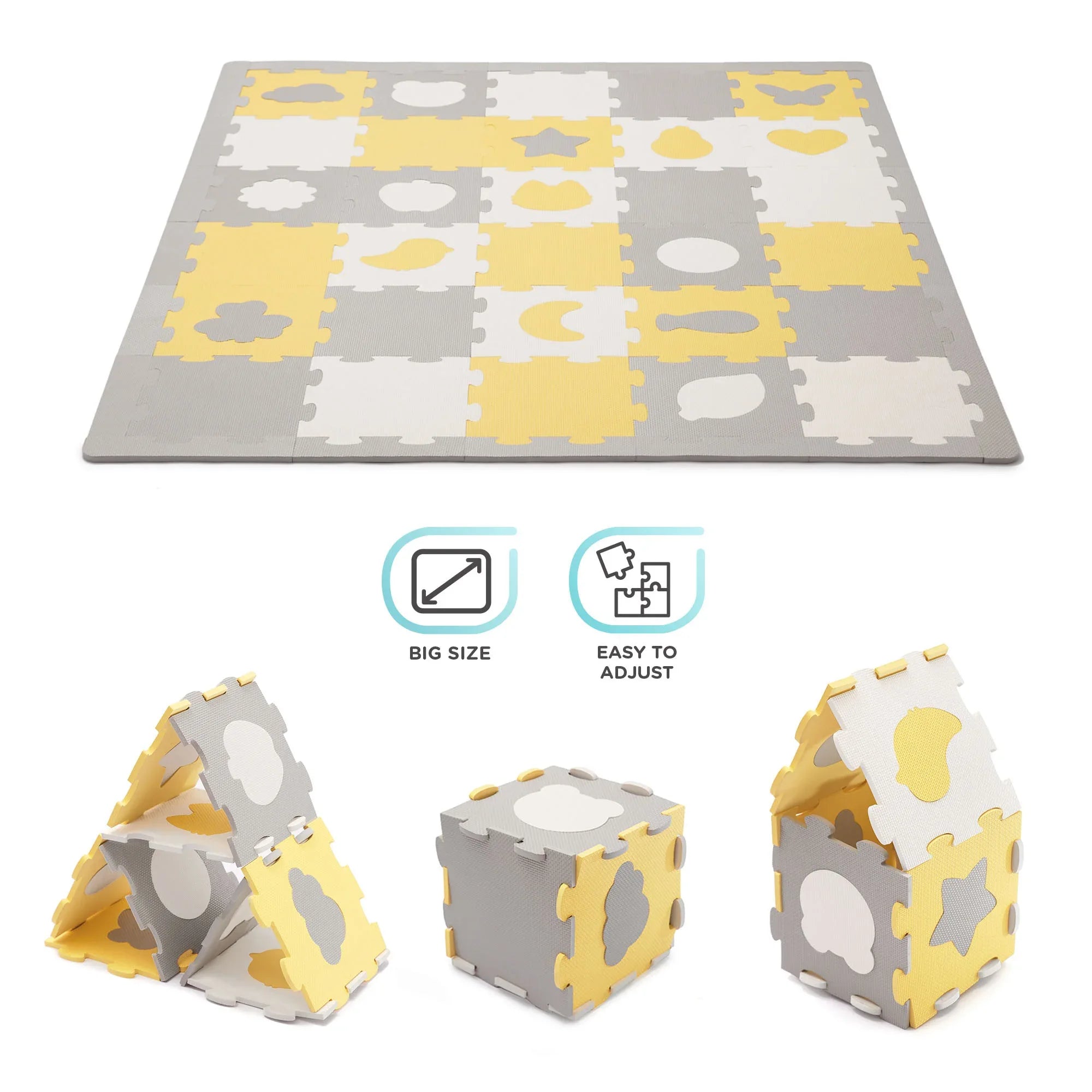 KinderKraft LUNO SHAPES мек пъзел жълт KPLUSH00YEL by KinderKraft