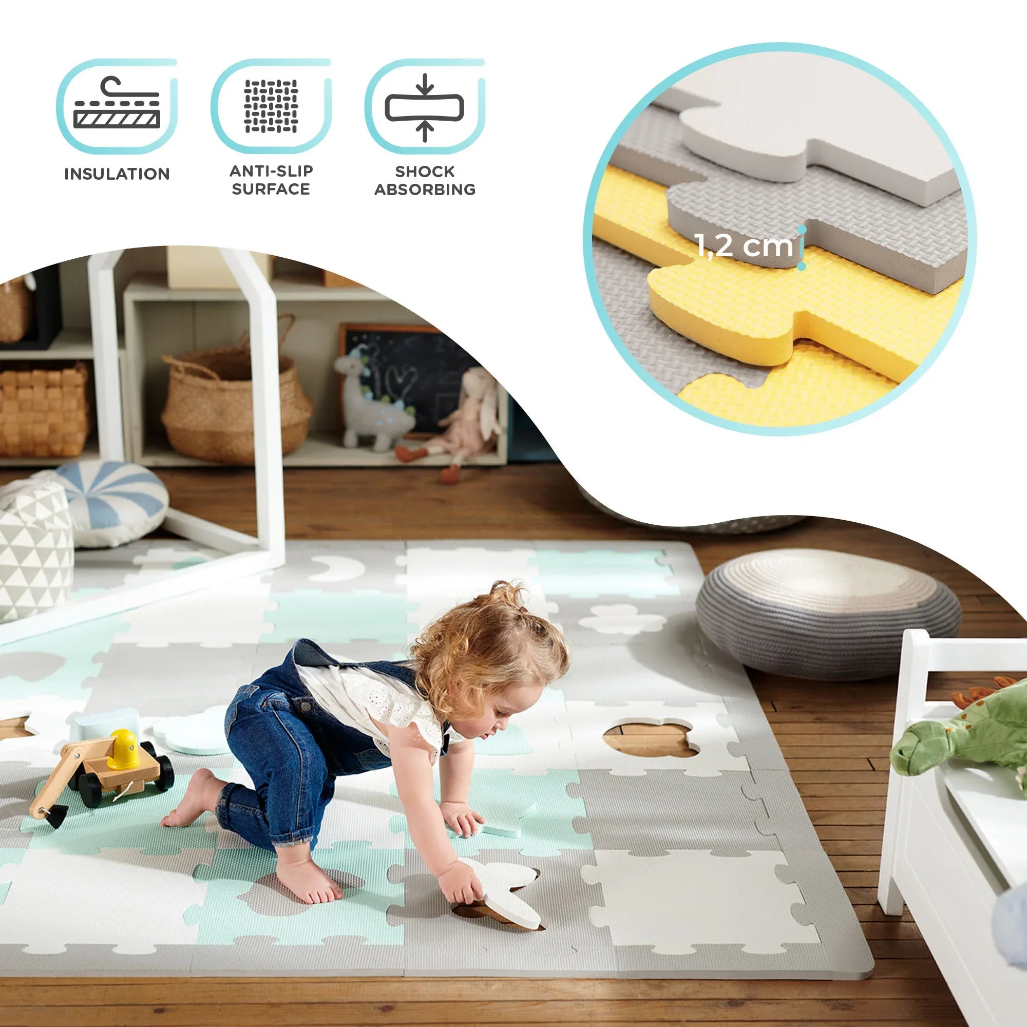 KinderKraft LUNO SHAPES мек пъзел жълт KPLUSH00YEL by KinderKraft