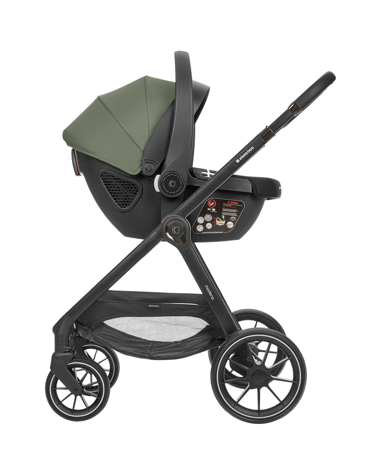 Комбинирана количка 3в1 с кош за новородено Modena Army Green by Kikkaboo