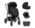 Комбинирана количка 3в1 с кош за новородено Modena Black by Kikkaboo
