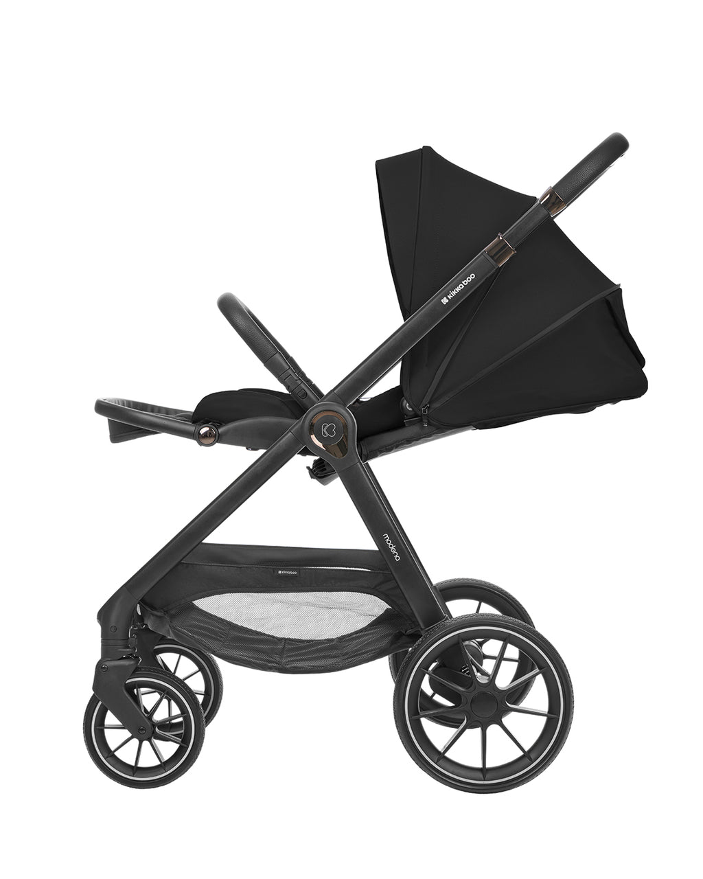 Комбинирана количка 3в1 с кош за новородено Modena Black by Kikkaboo