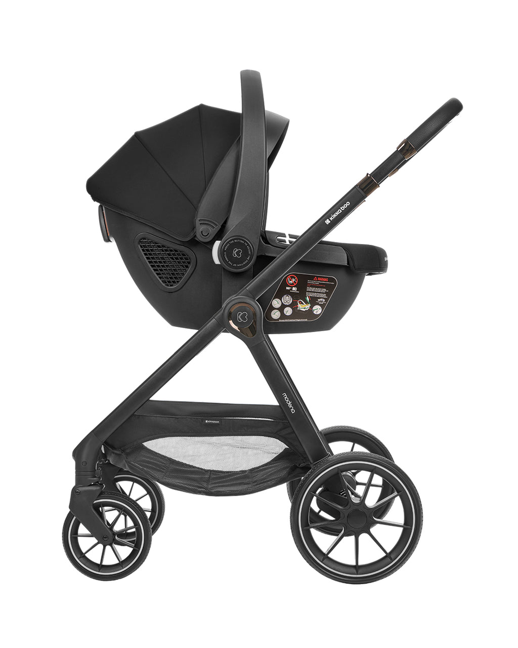 Комбинирана количка 3в1 с кош за новородено Modena Black by Kikkaboo