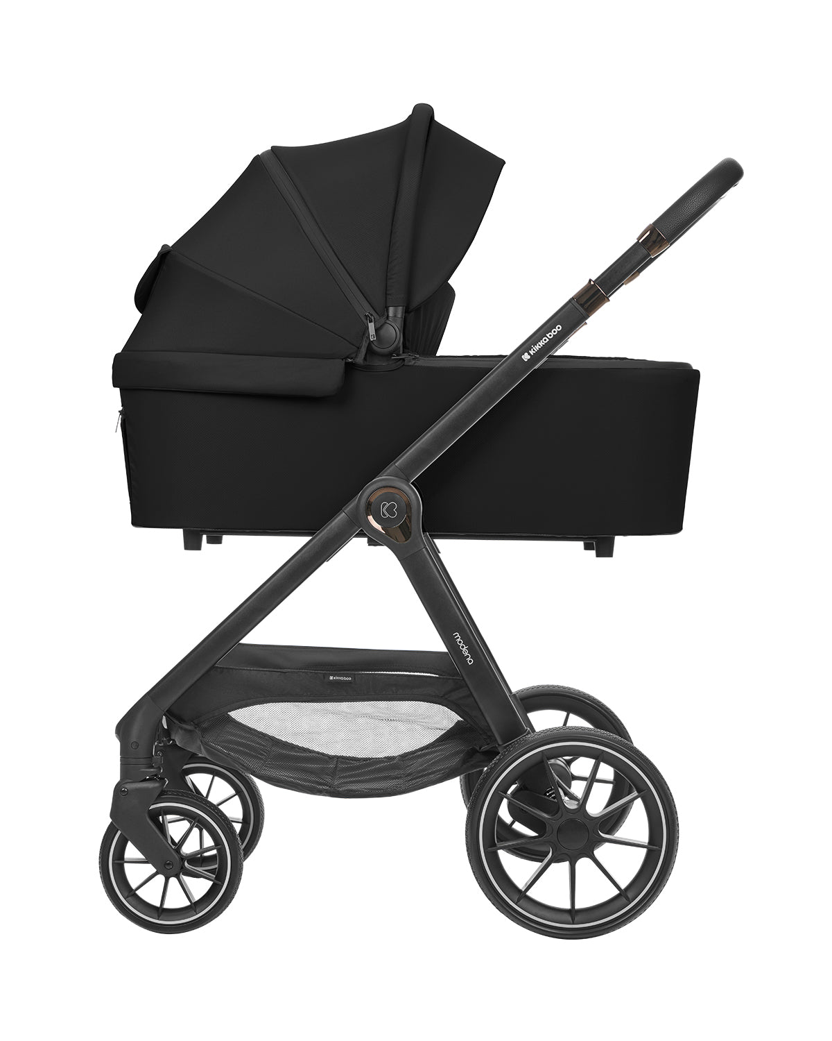 Комбинирана количка 3в1 с кош за новородено Modena Black by Kikkaboo